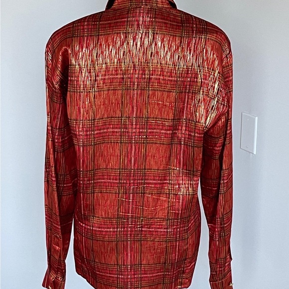 Escada, Perfect red with gold thread Blouse By Escada (40) - Picture 5 of 8